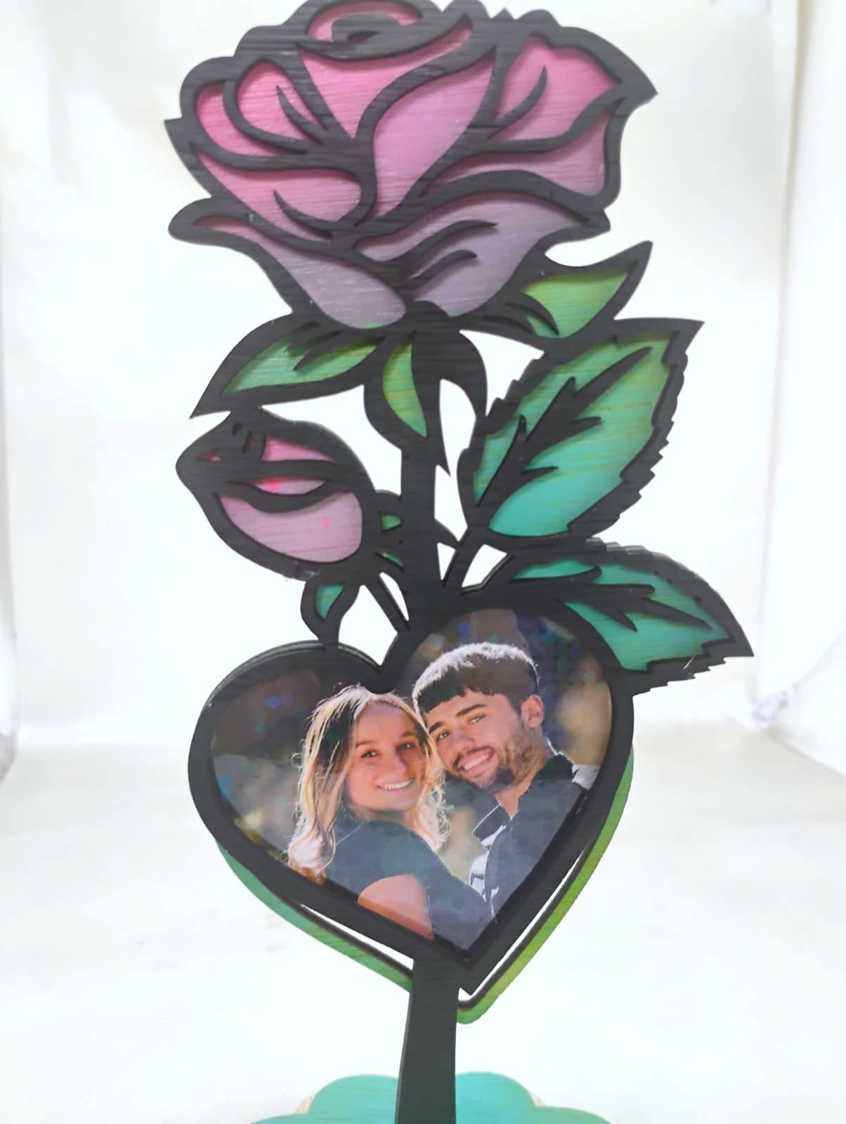 Porta Retrato Rosa con Corazón – Personalizado - Imagen 2