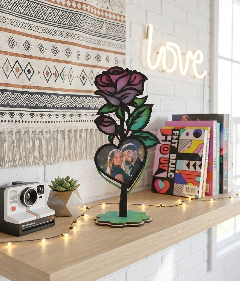 Porta Retrato Rosa con Corazón – Personalizado