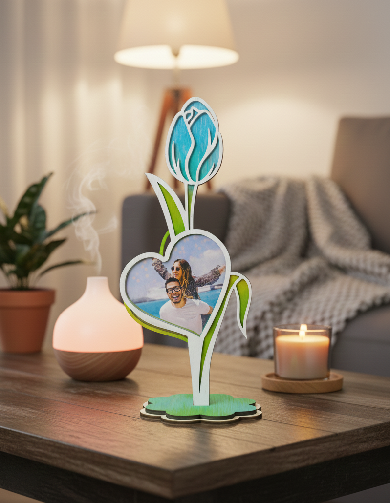 Porta Retrato tulipan con Corazón – Personalizado