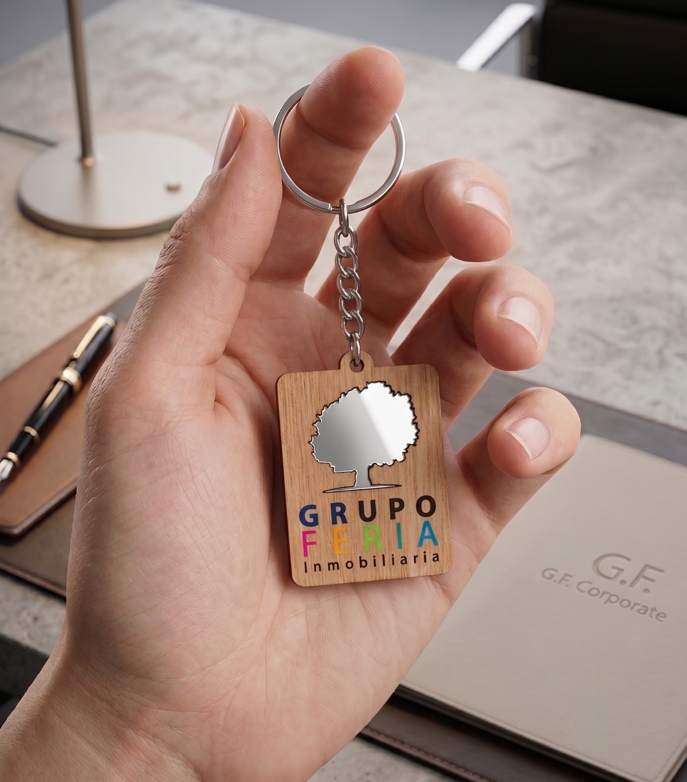 Llaveros Corporativos Personalizados en Madera